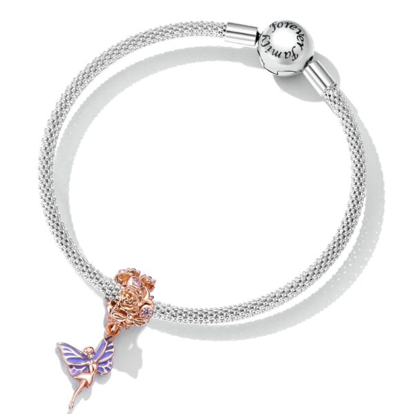 Solid 925 Signature Silver Dressed Up Thumbelina Butterfly Charm - Image 4