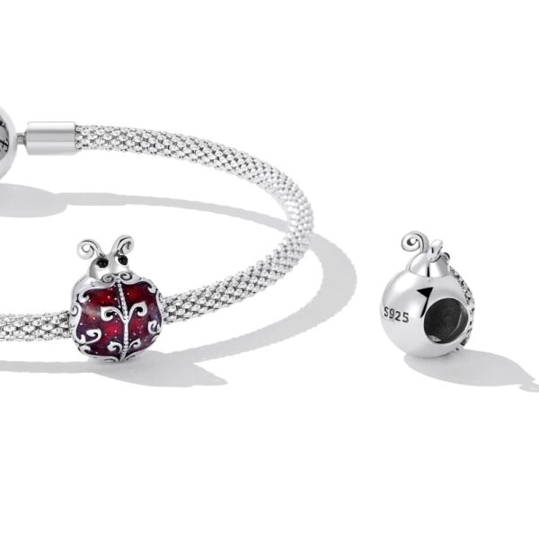 Solid 925 Signature Silver Antique Dixie Ladybird Charm - Image 2