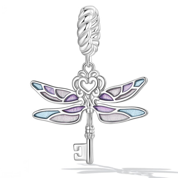 Solid 925 Signature Silver Dragonfly Key Charm