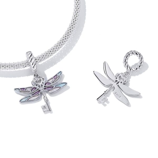 Solid 925 Signature Silver Dragonfly Key Charm - Image 2
