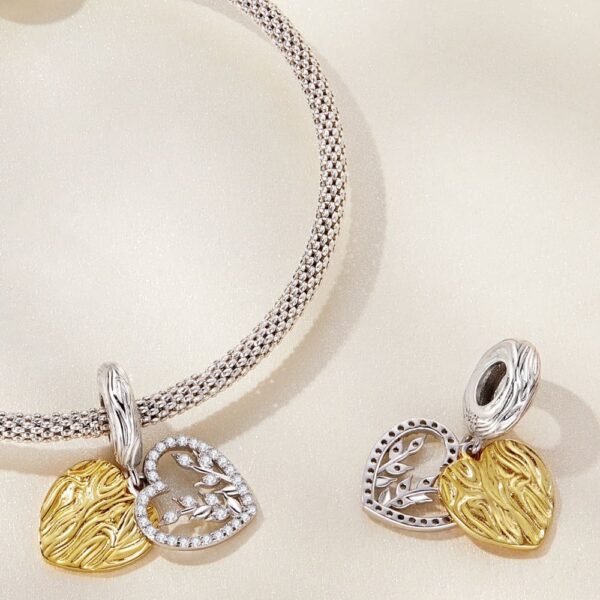 Solid 925 Signature Silver Goldilocks Heart Charm - Image 3