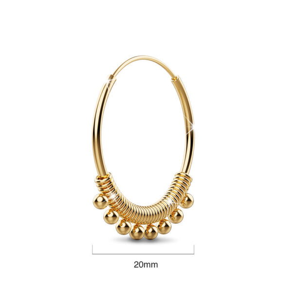 Solid 925 Sterling Silver Gold Hippie Beaded Hoop Earrings - Image 4