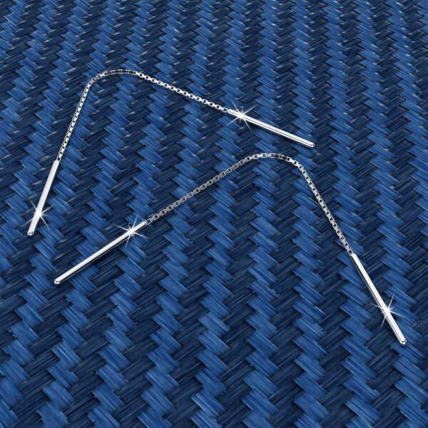 Solid 925 Sterling Silver Wire Threader Earrings - Image 2