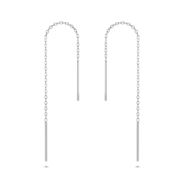 Solid 925 Sterling Silver Spiga Chain Threader Earrings