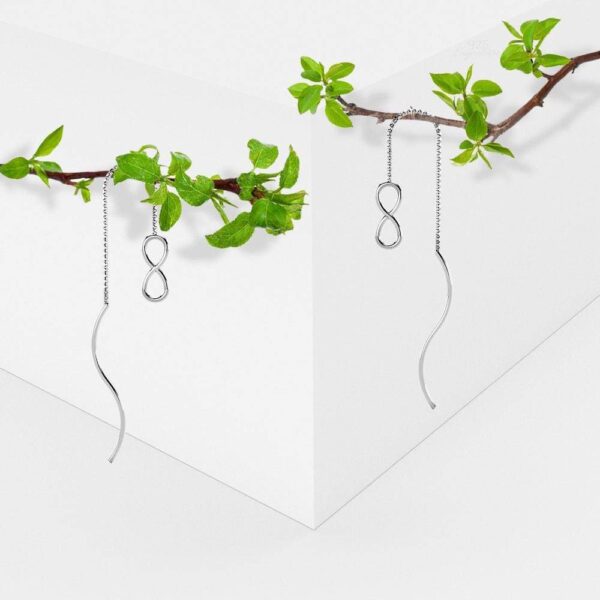 Solid 925 Sterling Silver Infinity Threader Earrings - Image 2