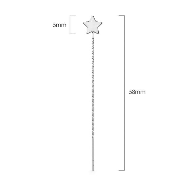 Solid 925 Sterling Silver Star Threader Earrings - Image 4