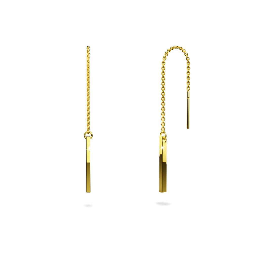 Solid 925 Sterling Silver Bar & Chain Sterling Silver
Dangle Threader Earrings in Gold Vermeil