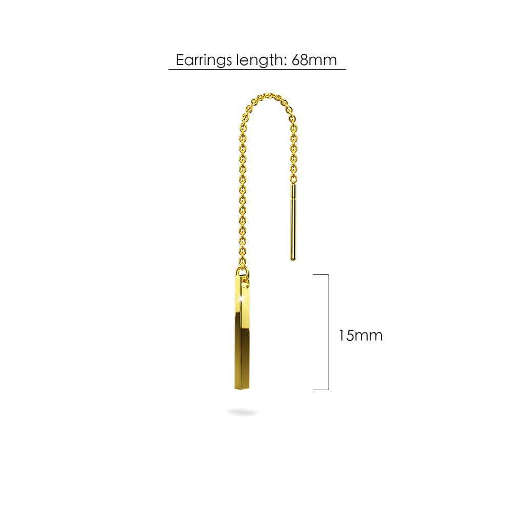 Solid 925 Sterling Silver Bar & Chain Sterling Silver
Dangle Threader Earrings in Gold Vermeil - Image 4