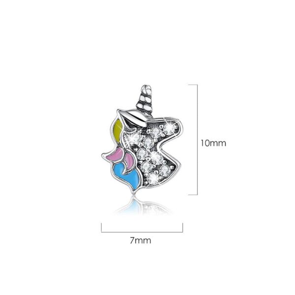 Solid 925 Sterling Silver Pastel Hue Unicorn Stud Earrings - Image 2