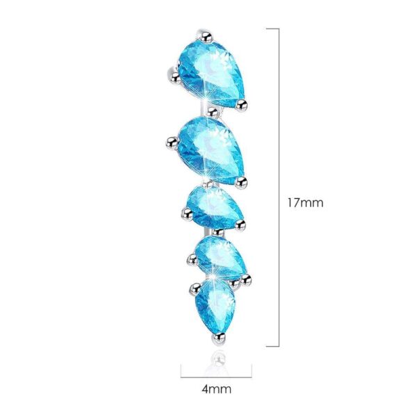 Solid 925 Sterling Silver Ocean Blue Wave Hook Earrings - Image 4