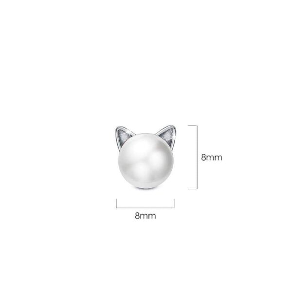 Solid 925 Sterling Silver Kitty Pearl Stud Earrings - Image 4
