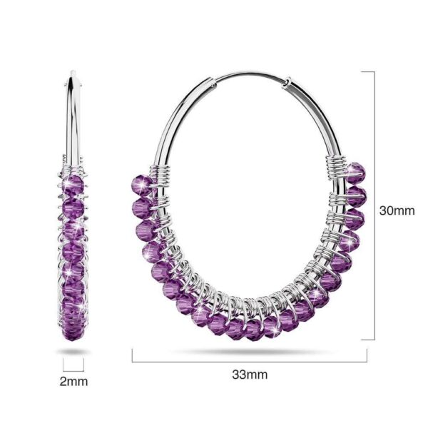 Solid 925 Sterling Silver Purple Amethyst Huggie Earrings - Image 3