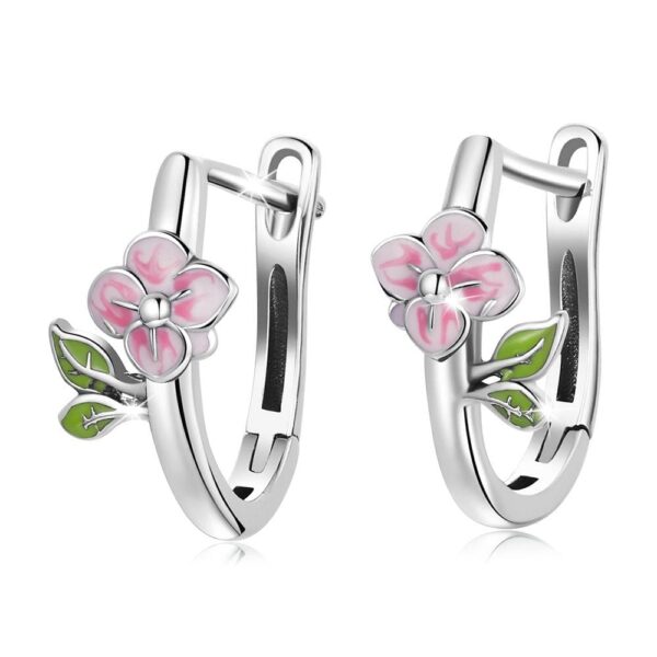 Solid 925 Sterling Silver Flora Huggie Earrings