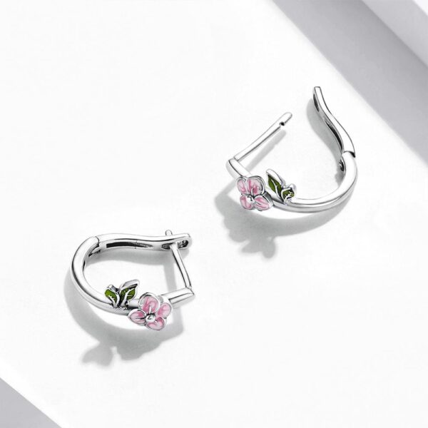 Solid 925 Sterling Silver Flora Huggie Earrings - Image 2
