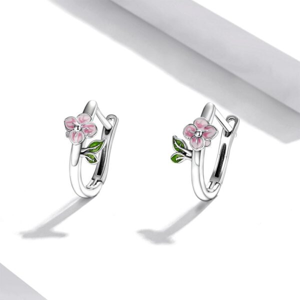 Solid 925 Sterling Silver Flora Huggie Earrings - Image 3