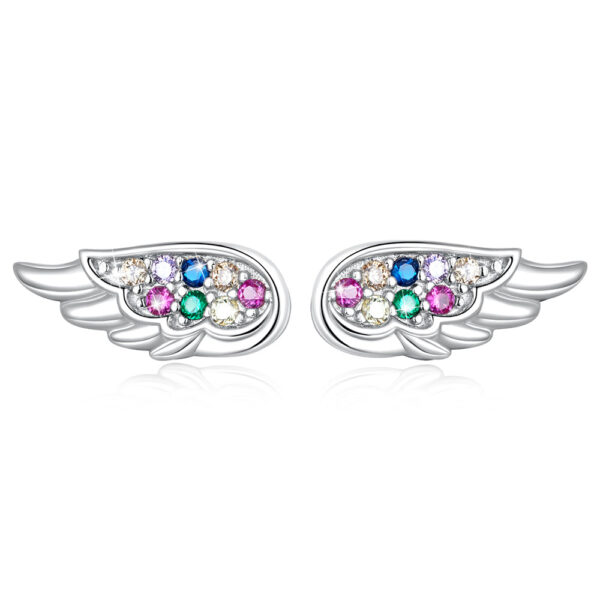 Solid 925 Sterling Silver Guardian Angel Beaded Stud Earrings