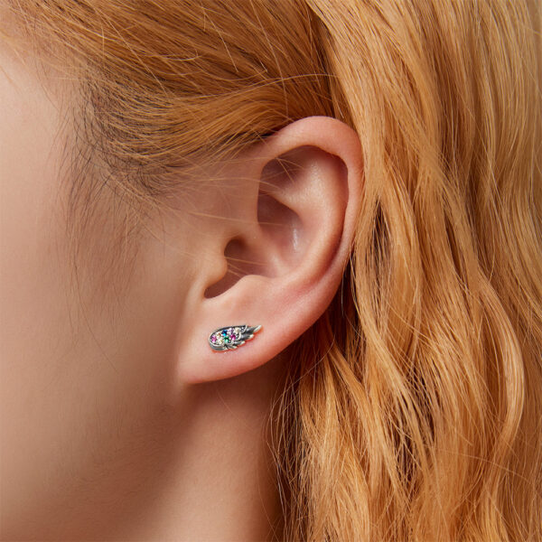 Solid 925 Sterling Silver Guardian Angel Beaded Stud Earrings - Image 4