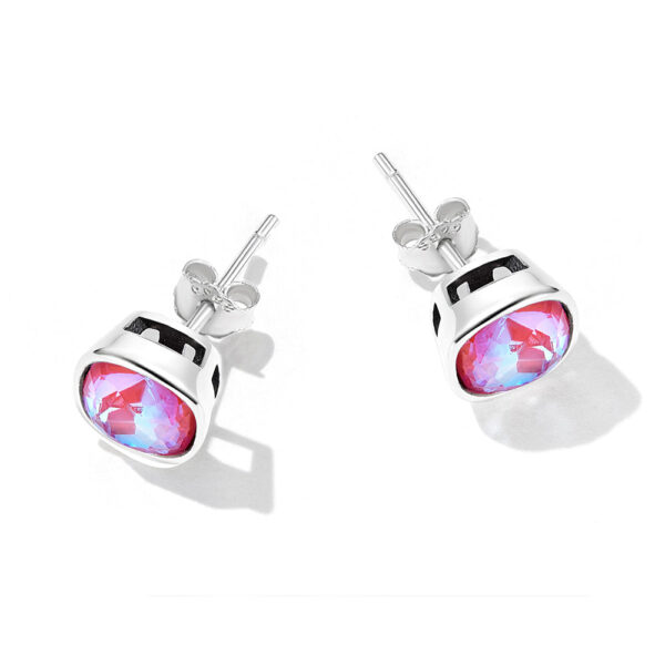 Solid 925 Sterling Silver Miranda Electric Red Crystal Stud Earrings - Image 2