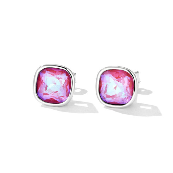 Solid 925 Sterling Silver Miranda Electric Red Crystal Stud Earrings - Image 3