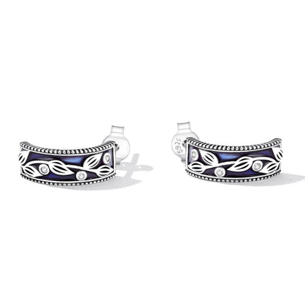 Solid 925 Sterling Silver Purple Rainforest C-Hoop Earrings - Image 3