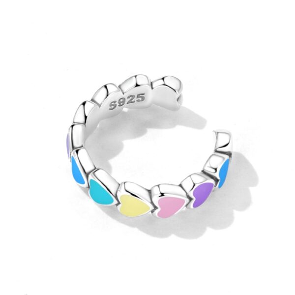 Rainbow Heart Open Cut Ear Cuff - Image 3