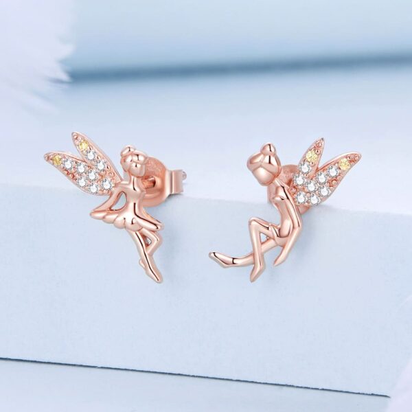 Solid 925 Signature Silver Dancing Tinkerbell Stud Earrings - Image 2