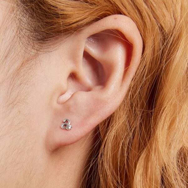 Solid 925 Signature Silver Cursive Alphabet Stud Earrings - Image 2