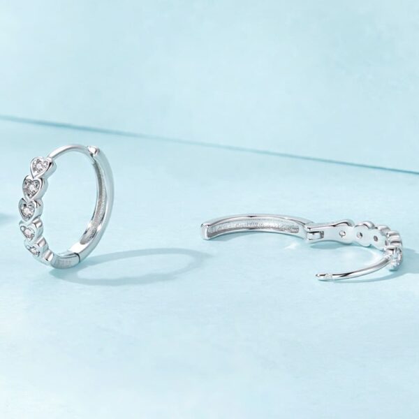 Solid 925 Signature Silver Beloved Circle Huggie Earrings - Image 3