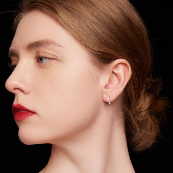 Solid 925 Signature Silver Beloved Circle Huggie Earrings - Image 6