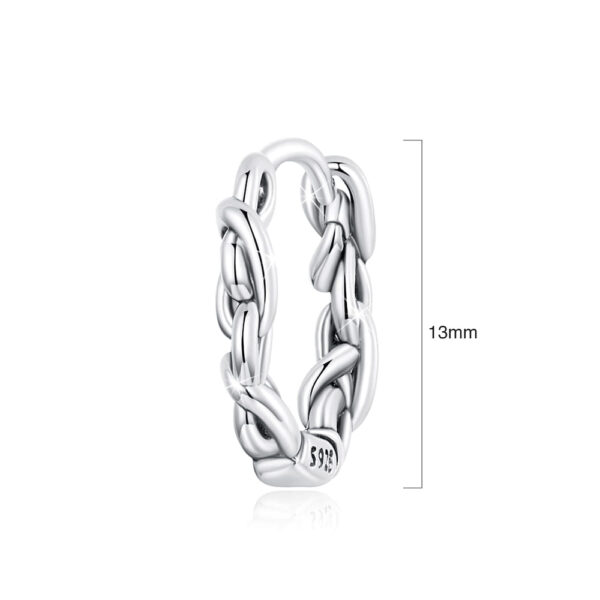 Solid 925 Signature Silver Chain Pull Huggie Earrings - Image 6