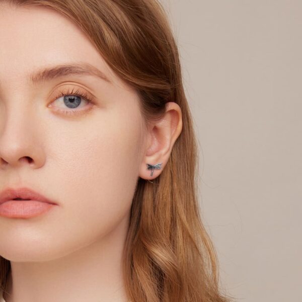 Solid 925 Signature Silver Olivia Dragonfly Stud Earrings - Image 5