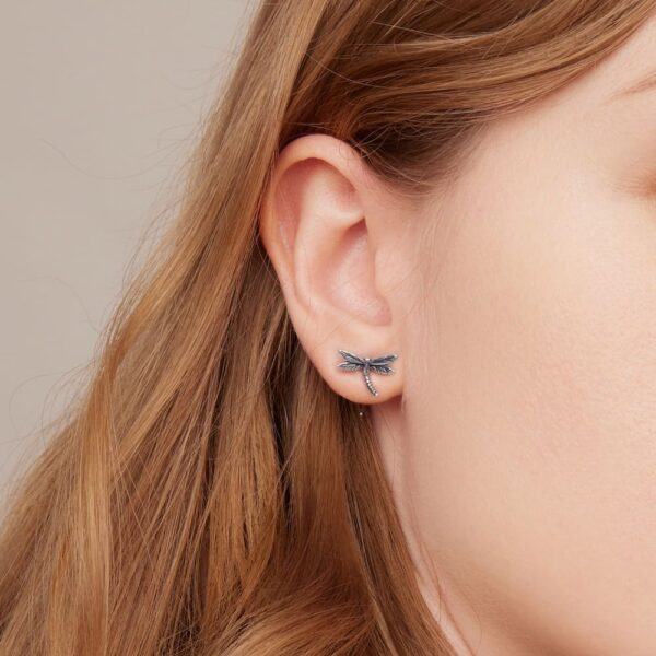 Solid 925 Signature Silver Olivia Dragonfly Stud Earrings - Image 6