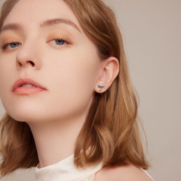 Solid 925 Signature Silver Olivia Dragonfly Stud Earrings - Image 7