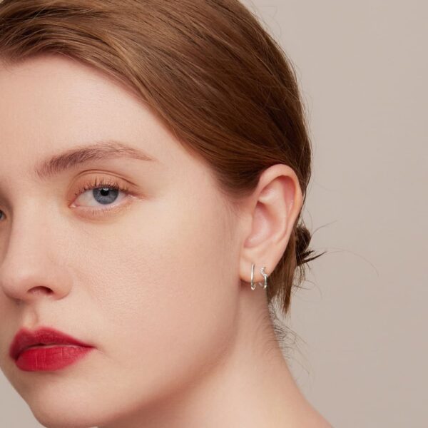 Solid 925 Signature Silver Moon Star Earrings - Image 4