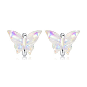 Solid 925 Signature Silver Butterfly Goddess Stud Earrings