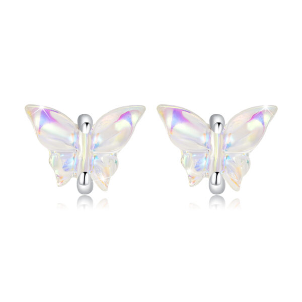 Solid 925 Signature Silver Butterfly Goddess Stud Earrings