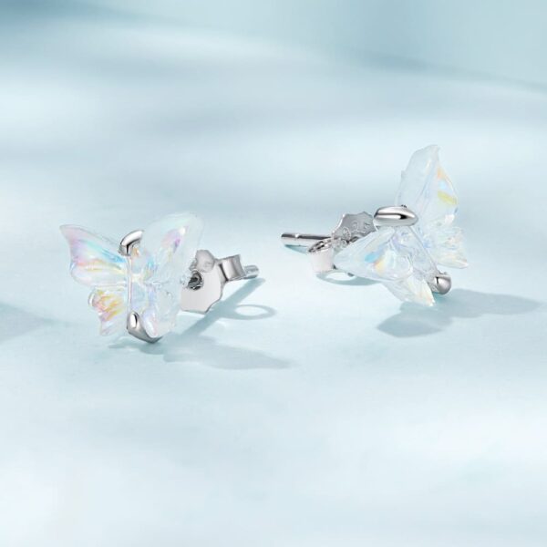 Solid 925 Signature Silver Butterfly Goddess Stud Earrings - Image 3
