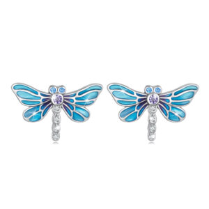 Solid 925 Signature Silver Dragonflies At Disco Earrings