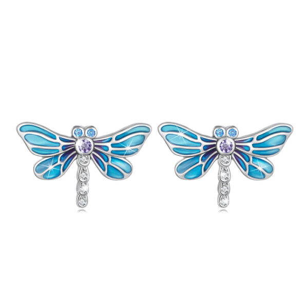 Solid 925 Signature Silver Dragonflies At Disco Earrings