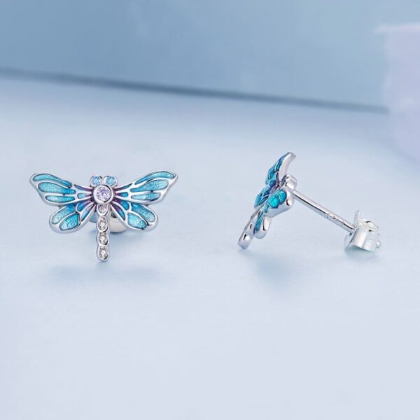 Solid 925 Signature Silver Dragonflies At Disco Earrings - Image 3