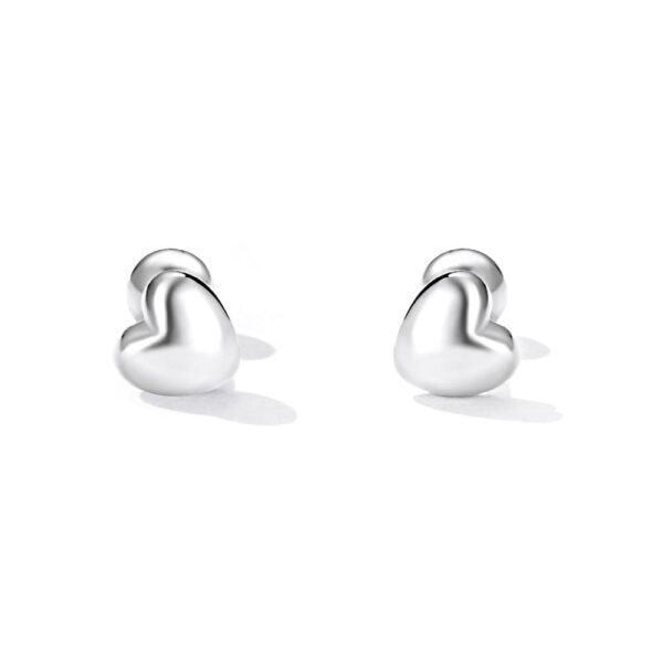 Solid 925 Signature Silver Queen Of Hearts Stud Earrings - Image 2