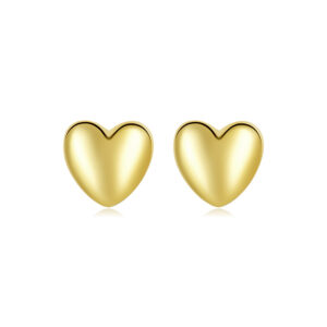 Solid 925 Signature Silver Queen Of Hearts Stud Earrings In Gold
