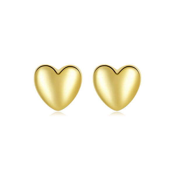 Solid 925 Signature Silver Queen Of Hearts Stud Earrings In Gold