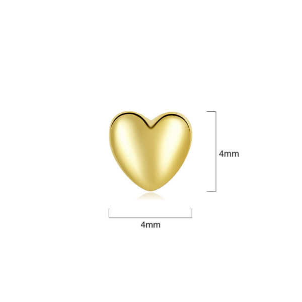 Solid 925 Signature Silver Queen Of Hearts Stud Earrings In Gold - Image 4