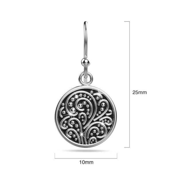 Solid 925 Signature Silver Petrified Garden Filigree Hook Earrings - Image 5