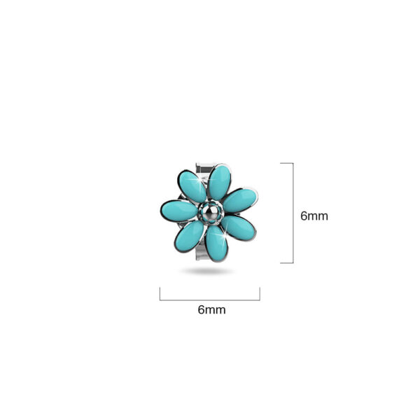 Solid 925 Signature Silver Victorian Teal Petals Stud Earrings - Image 4
