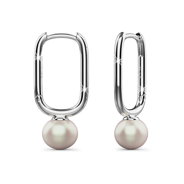 Solid 925 Signature Silver Mathilda Pearl Huggie Earrings