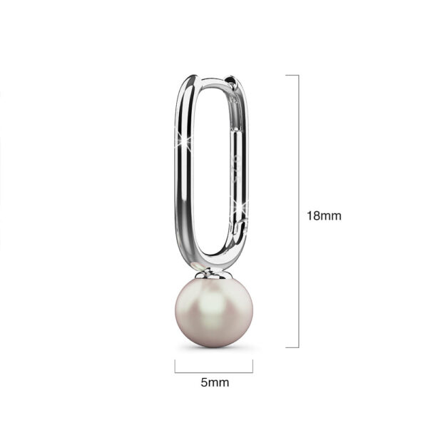 Solid 925 Signature Silver Mathilda Pearl Huggie Earrings - Image 5