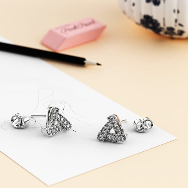 Trinity Zircon Pave Stud Earrings - Image 2