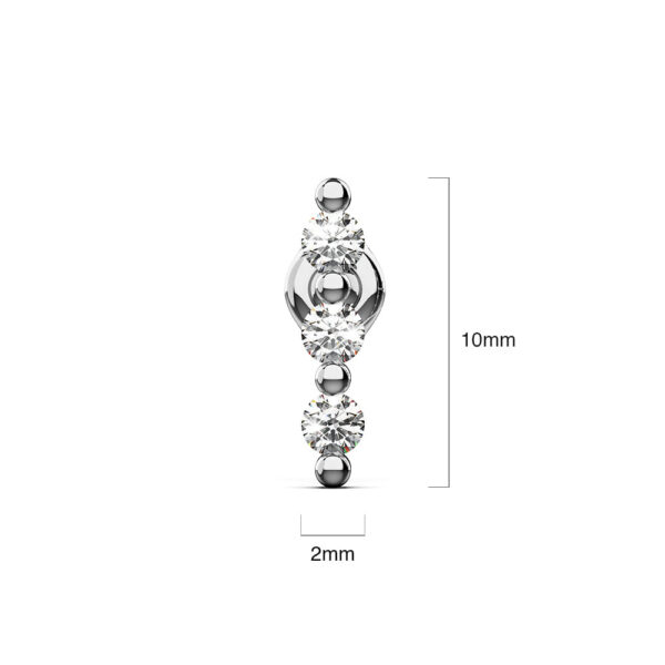 Triple Zircon Cluster Stud Earrings In White Gold - Image 4